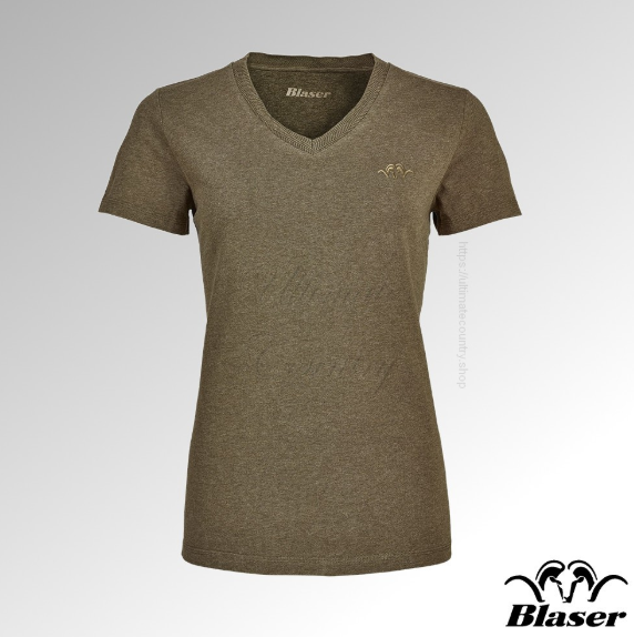BLASER LADIES T-SHIRT  V NECK REED GREEN MELANGE (118020-006/544)