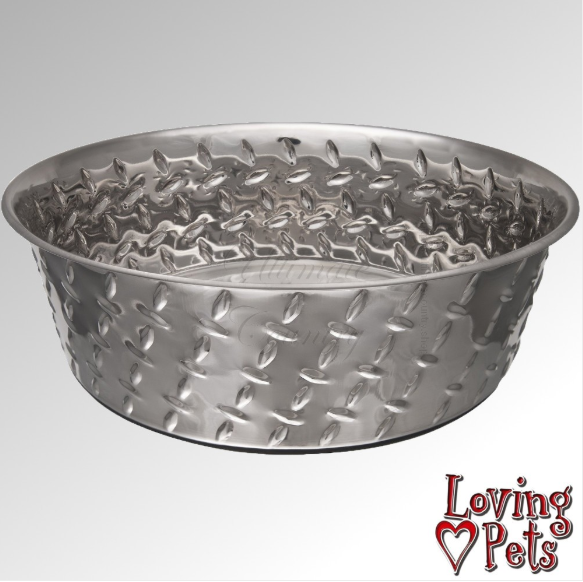 LOVING PETS BOWL RUFF 'N' TUFF DIAMOND PLATED LARGE 2.8L (7257)