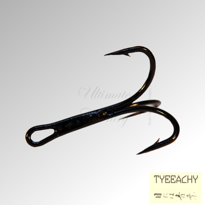 TYEEACHY HOOKS NEEDLE EYED TUBE FLY TREBLE BLACK (PACK OF 10)