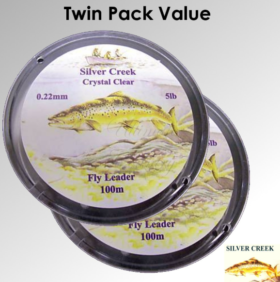 FLY LEADER CRYSTAL CLEAR 100M SPOOL TWIN PACK DEAL SILVER CREEK (FLYLDR)