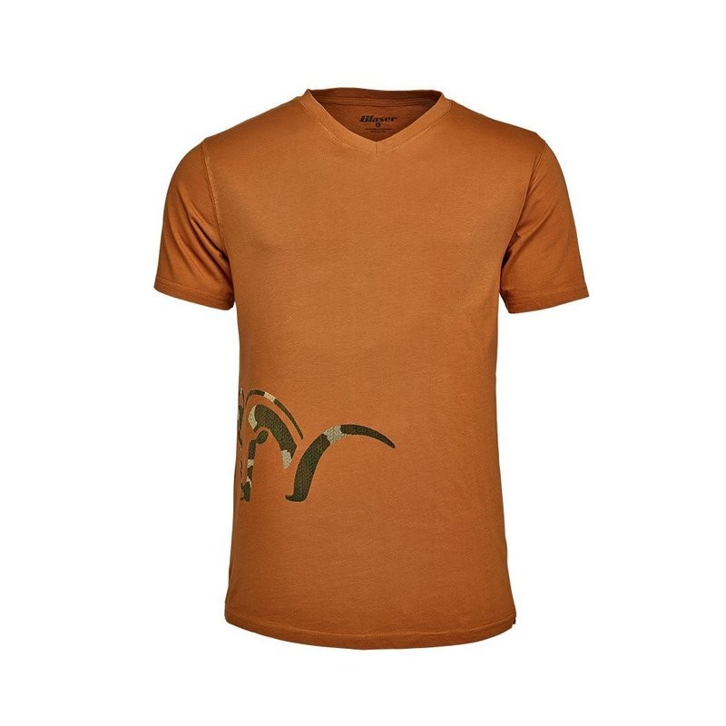 Blaser T-Shirt V Neck Logo Burned Orange (118011-006/335)