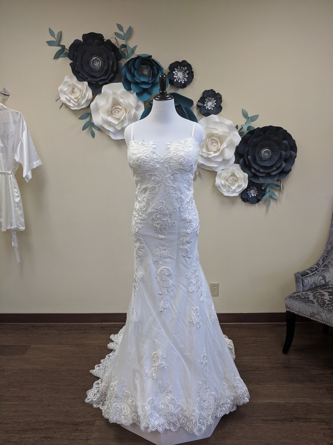 Spaghetti Strap Gown with Lace Detail Sample Size 24w