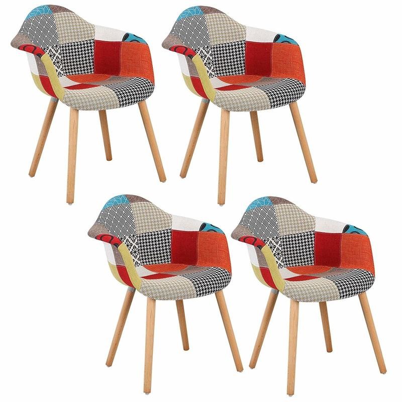 Fauteuil scandinave Tulipe Patchwork