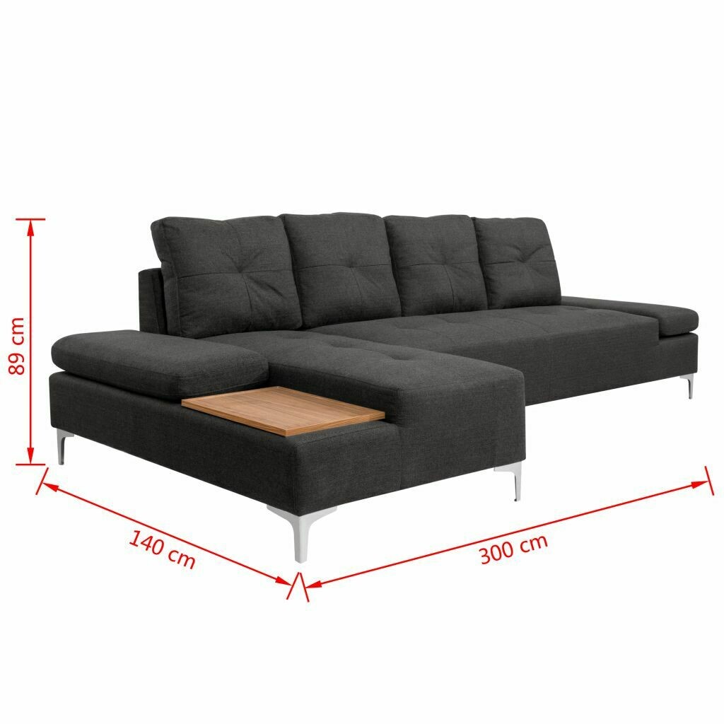 Canapé d&#39;angle en Tissu Gris XXL avec palette en bois