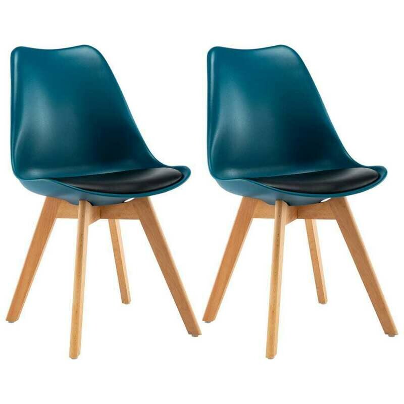 2 x chaises scandinaves Robuste TURQUOISE &amp; NOIR