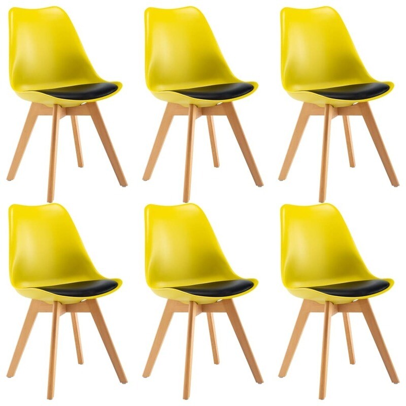 Lot de chaises scandinaves Robuste JAUNE &amp; NOIR