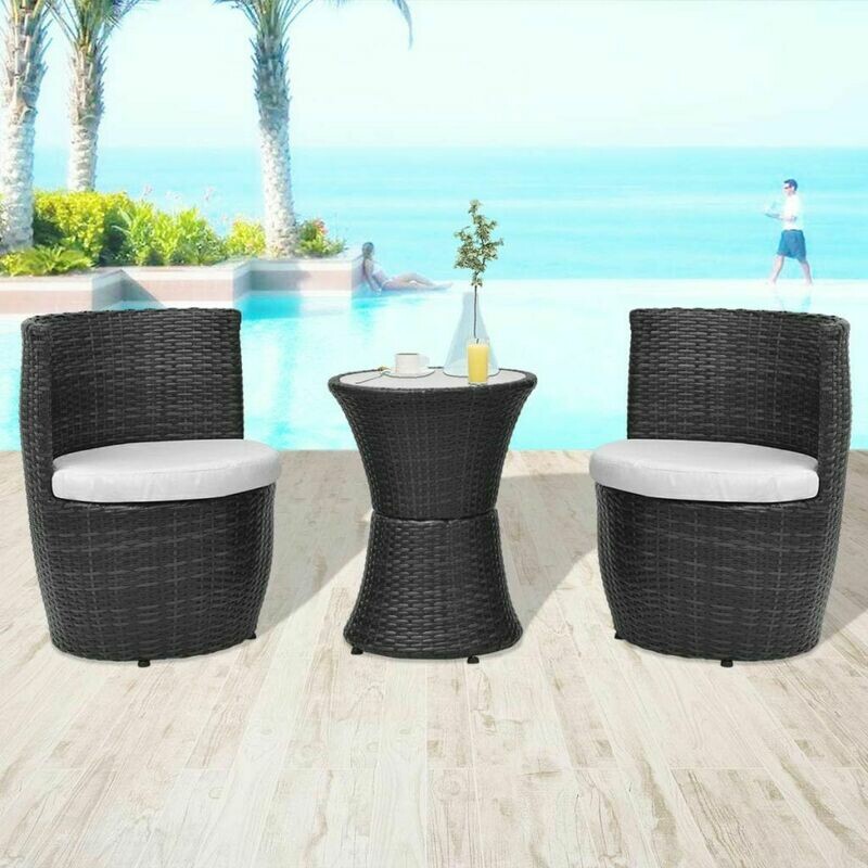 Set de Mobilier de Jardin 5 pièces en résine tressé Noir