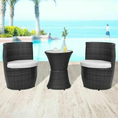 Set de Mobilier de Jardin 5 pièces en résine tressé Noir