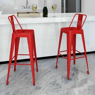 Lot de 2 tabourets de bar carré - Rouge