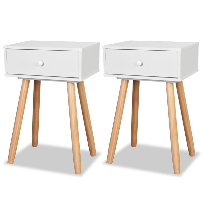 Table de chevet 2 pcs Bois de pin massif - Blanc
