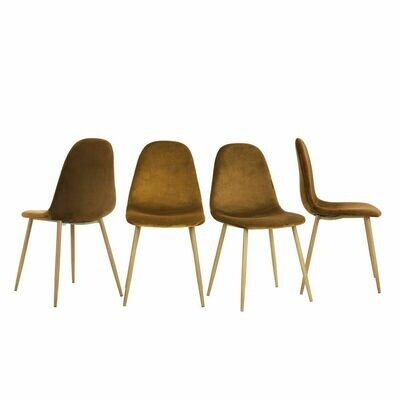 Lot de 4 Chaises scandinaves Velours Anthracite Pieds en métal chromé - Marron