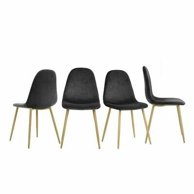 Lot de 4 Chaises scandinaves Velours Anthracite Pieds en métal chromé - Gris Anthracite