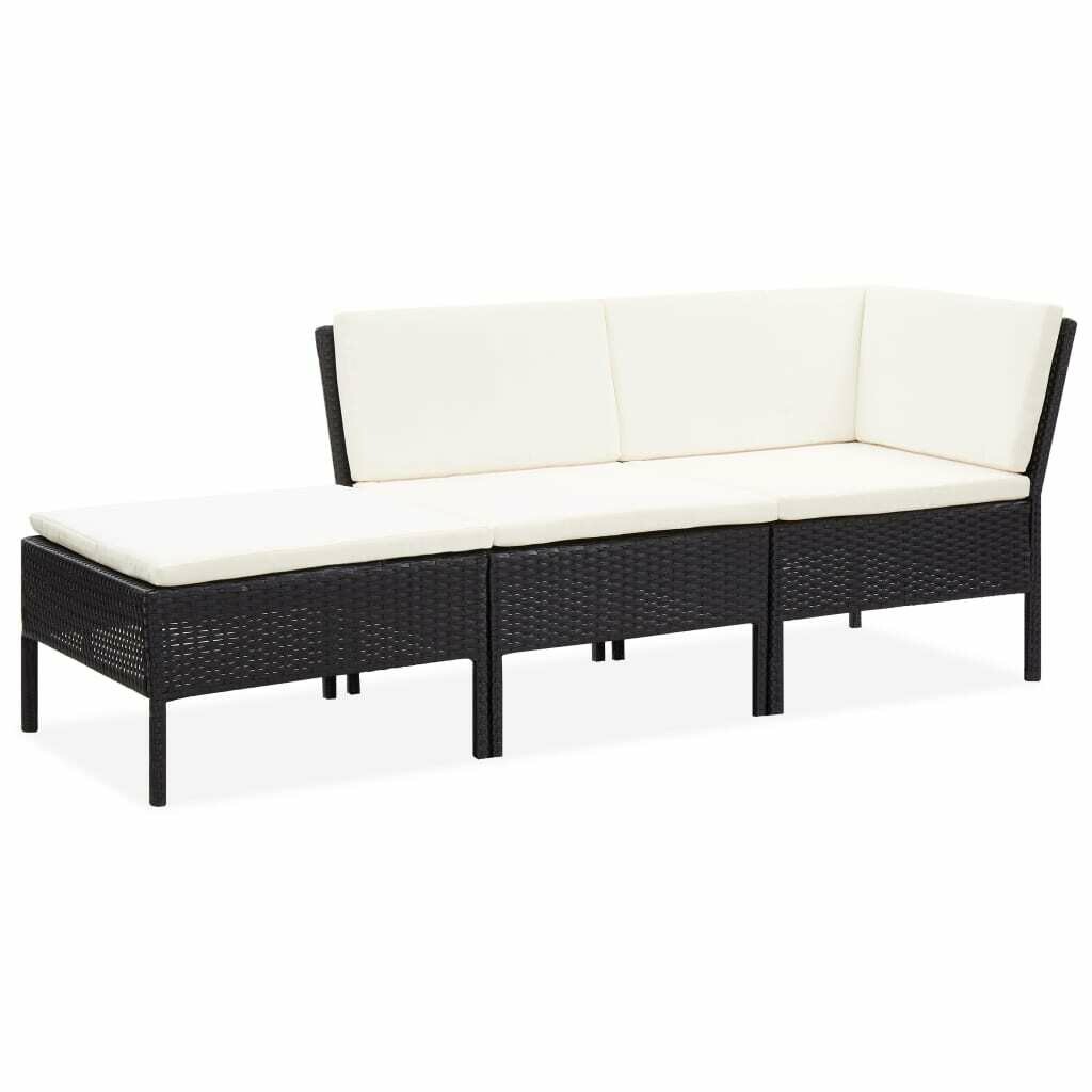 Set de mobilier de jardin en  résine tressée Noir