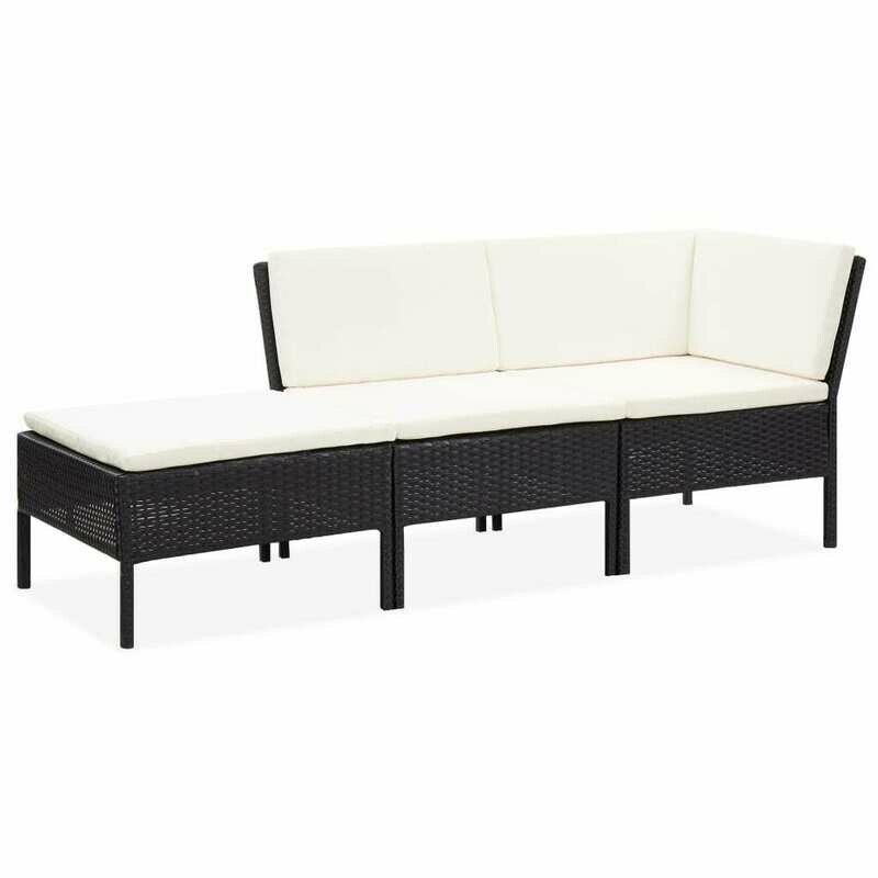 Set de mobilier de jardin en  résine tressée Noir