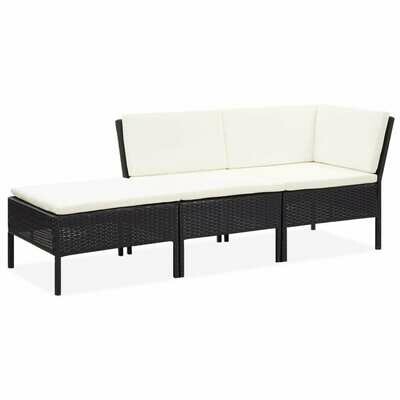 Set de mobilier de jardin en  résine tressée Noir