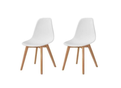 Lot de 2 Chaises scandinave Robuste BLANC