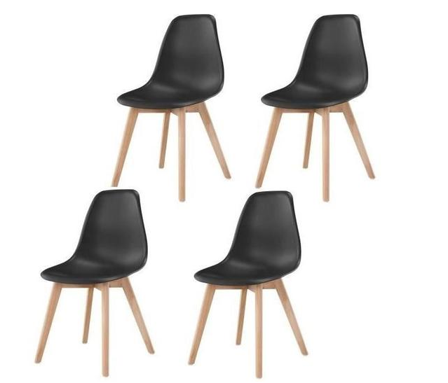 Lot de 4 Chaises scandinaves Robustes NOIR