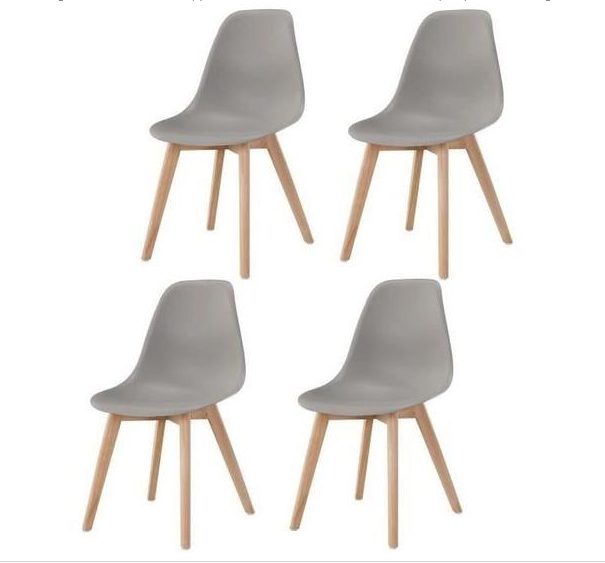 Lot de 4 Chaises scandinaves Robustes GRIS