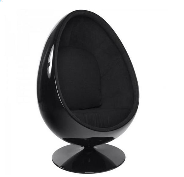 Fauteuil Oeuf  Pivotant laqué FULL NOIR
