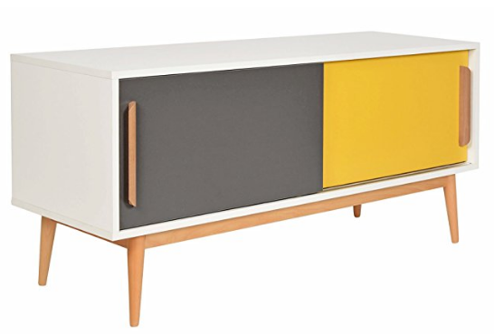 Buffet scandinave avec portes glissantes JAUNE