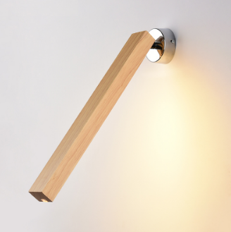 Lampe murale barre bois robuste