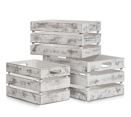 Caisse en bois retro vintage BLANCHE NEUVE