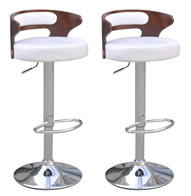 Lot de 2 tabourets de bar Chic style Retro Blanc