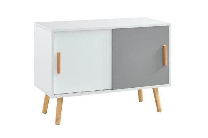 Buffet scandinave mélaminé Blanc &amp; Gris mat