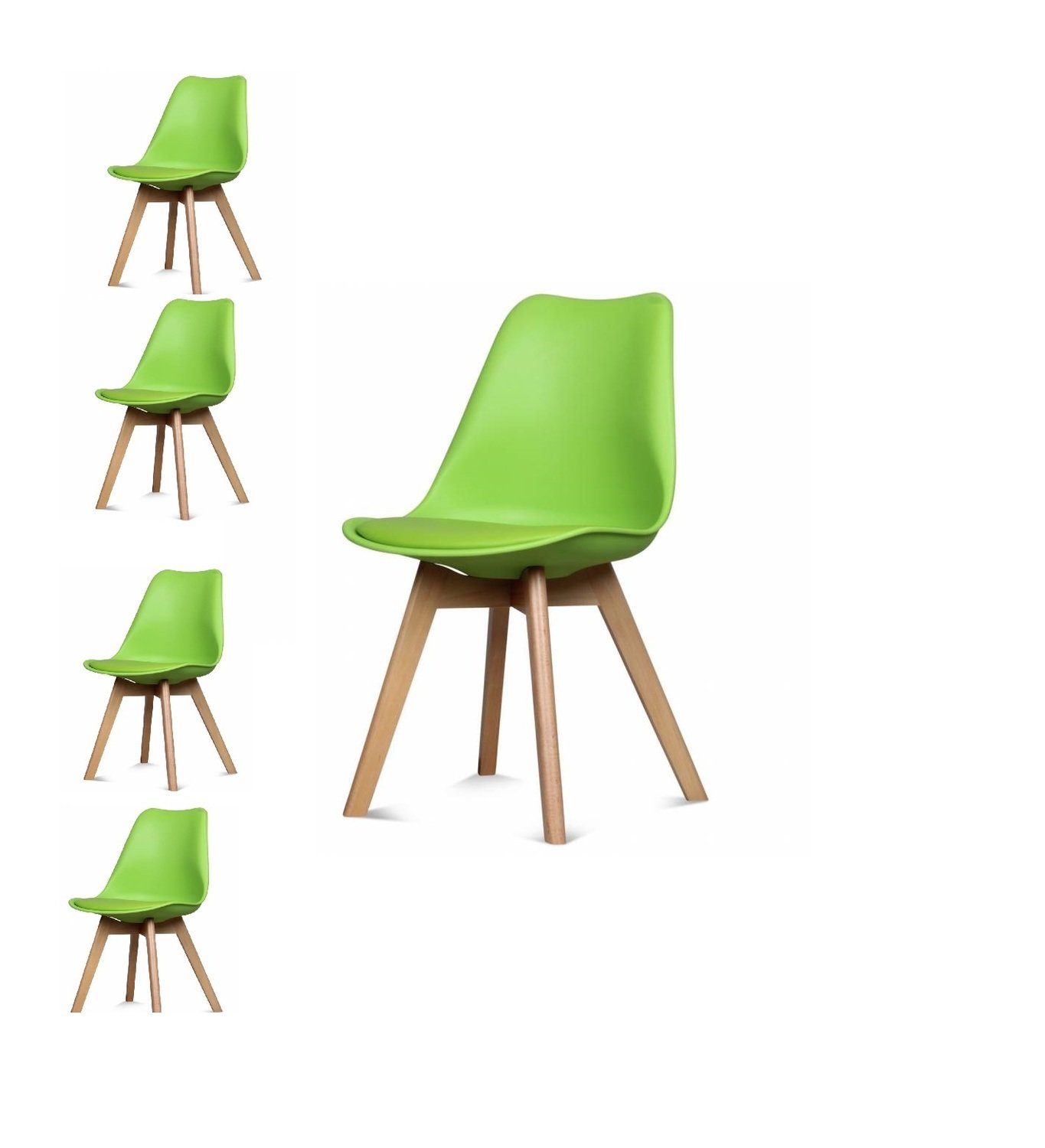 2 x Chaises scandinaves robustes rembourrées VERT