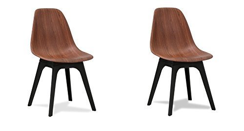 Lot de deux chaises rétro en bois Noyer