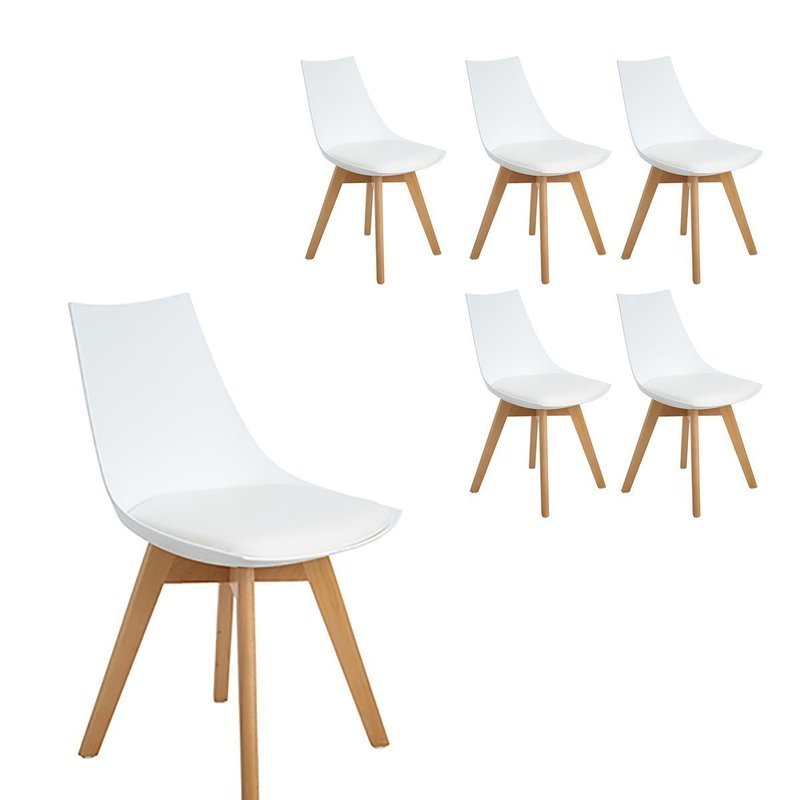 Lot de 6 chaises scandinaves Célina BLANCHES