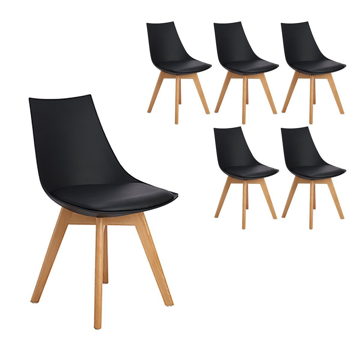 Lot de 6 chaises scandinaves Célina NOIRES