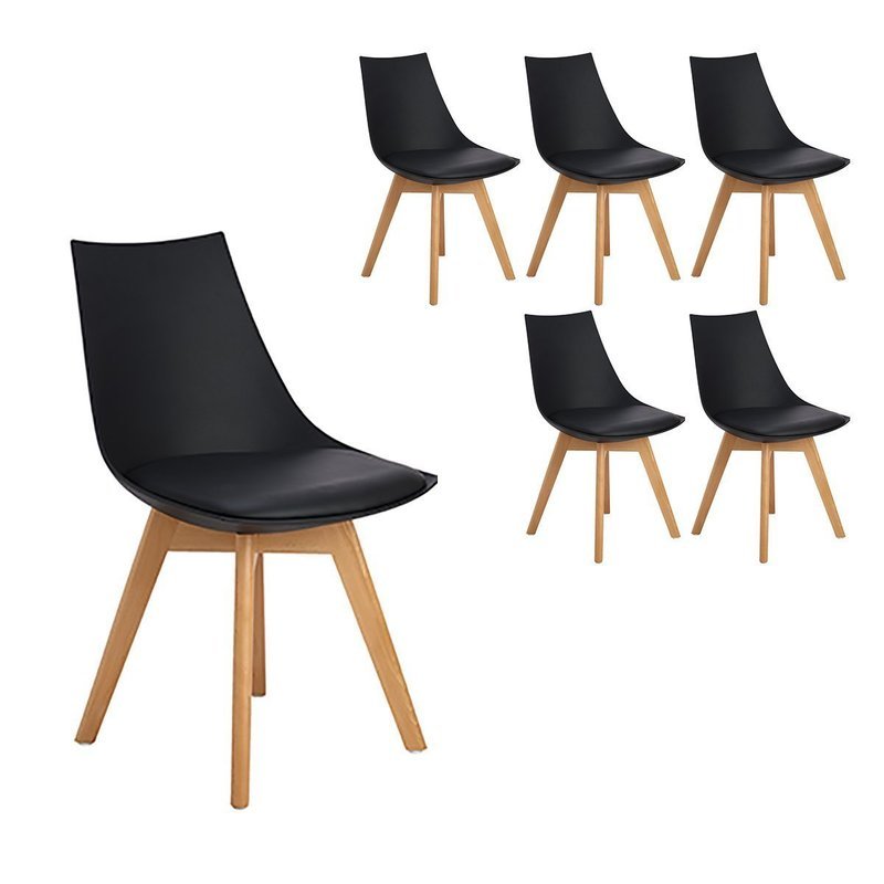 Lot de 6 chaises scandinaves Célina NOIRES