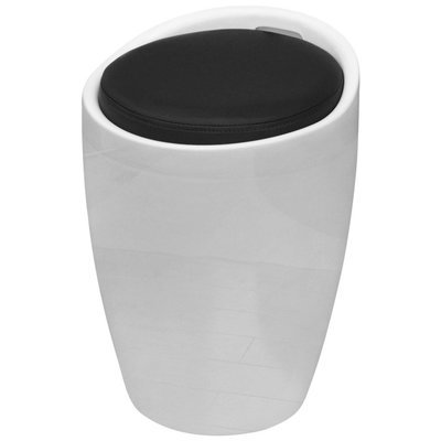 Tabouret au design Chic avec siège amovible en cuir NOIR &amp; BLANC