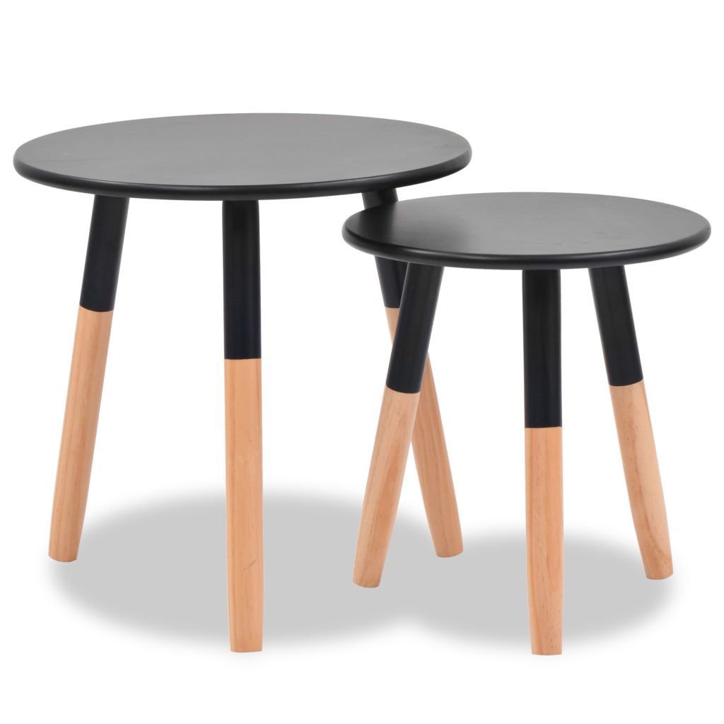 Set de 2 tables d'appoint au bois de pin massif NOIRES