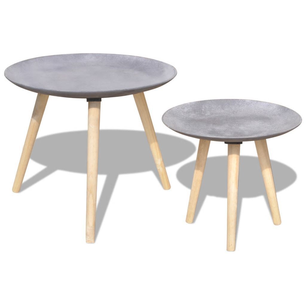 Set de 2 tables gris cément BUMEO
