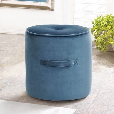 Pouf Tabouret Repose-pied en velours Bleu