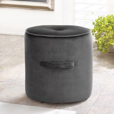 Pouf Tabouret Repose-pied en velours Gris