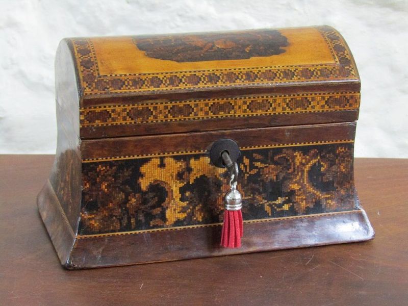 Tunbridge micro mosaic stag and hinds waisted correspondence box