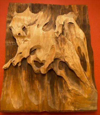 Wild horses carved Lime panel 691x809x71-31mm thick