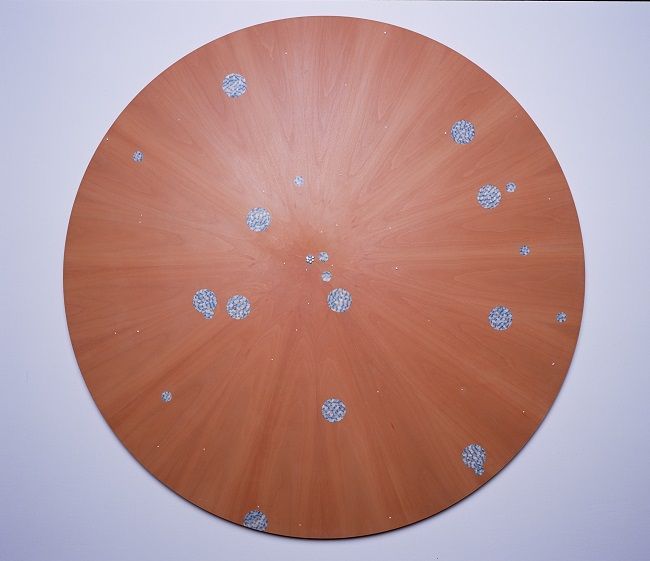 Dots on steamed pear with alpi veneers, diamond and amethyst set in gold bezel mounts