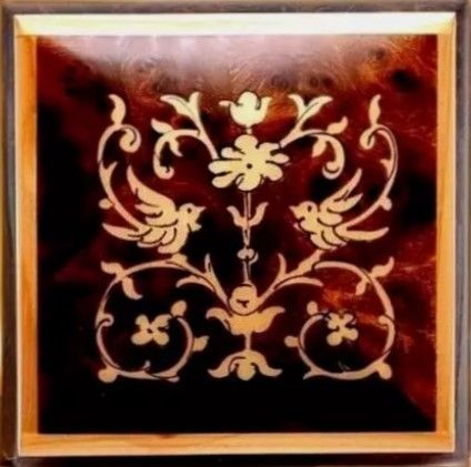 Sorrento marquetry with birds jewellery/trinket small box85x85x42mm lined