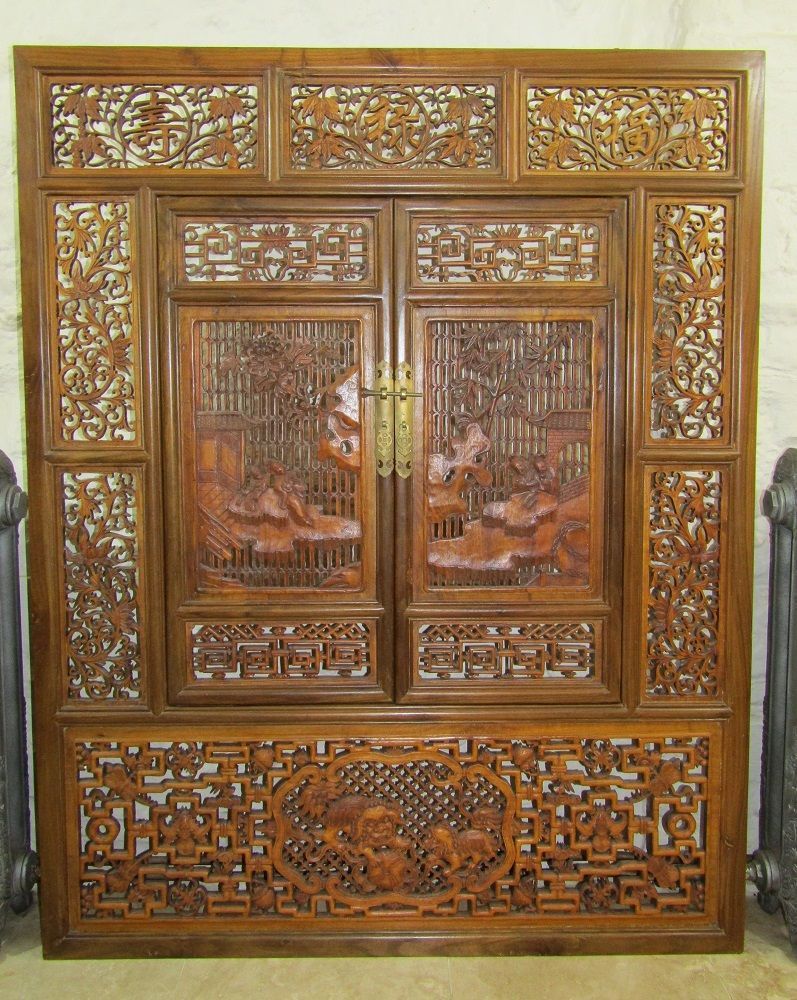 Chinese fretwork serving hatchway large screen with foo dogs, etc 1098x1386x30mm Chinese fretwork serving hatchway large screen with foo dogs, etc 1098x1386x30mm