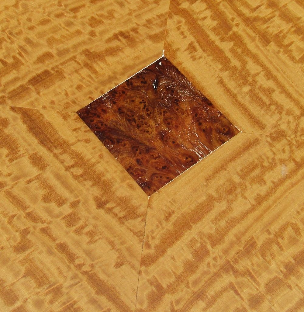 Sri Lankan satinwood AAA grade heavy figured samples lacquered finish. Solid timber and veneer IN STOCK FOR COMMISSIONS