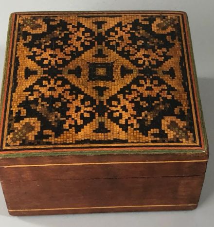 Sorrento micro mosaic jewellery/trinket small box 74x74x42mm