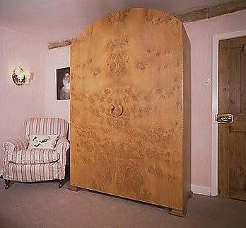 Cluster burr Oak veneered wardrobe with solid timber lipping, COMMISSION ONLY