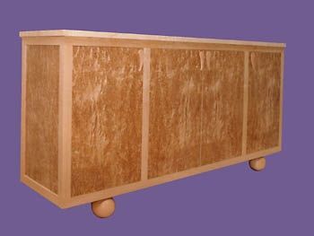 Sideboard cabinet in Masur birch and maple framing, COMMISSION ONLY