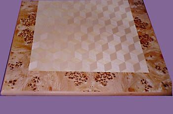 Louis cube parquetry tables in a variety of timber specie options, COMMISSION ONLY