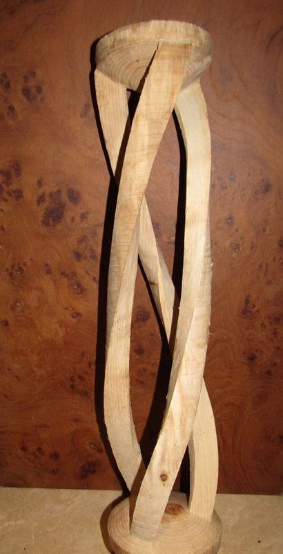 COMING SOON, work in progress, Sycamore 3 bine side table leg/newel