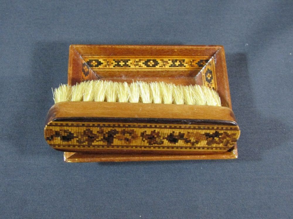 Tunbridge micro mosaic ring tray and clothes brush